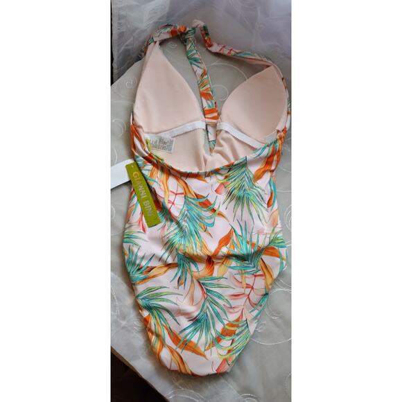 Gianni Bini Swimsuit Size Small Tropical Halter One Piece Birds of Paradise NWT - Picture 6 of 10